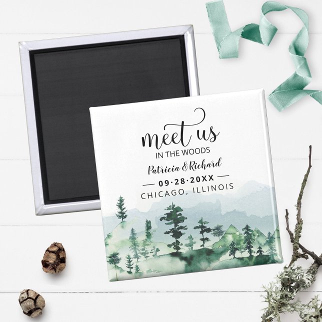Meet Us In The Woods Outdoor Wedding Save The Date Magnet (Creator Uploaded)