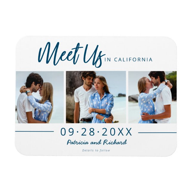 Meet Us In Wedding Save The Date 3 Photo Magnet (Horizontal)
