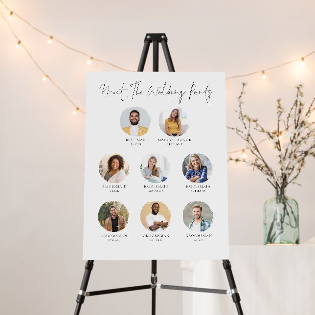 Meet Wedding Party Photo Collage Reception Sign (In Situ (Stand))