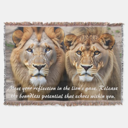 Meet Your Reflection in the Lion Gaze Throw Blanke Throw Blanket