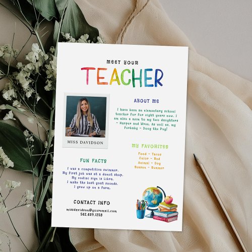Meet Your Teacher Handout Postcard