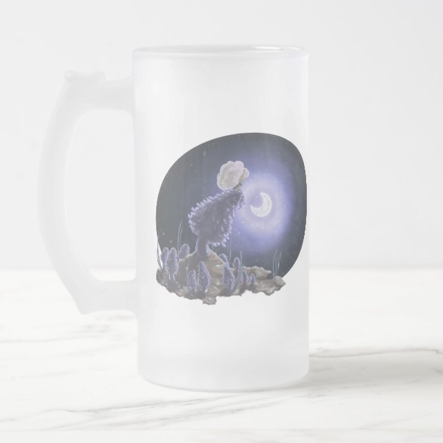 Meeting at Moonlight Frosted Glass Beer Mug (Left)