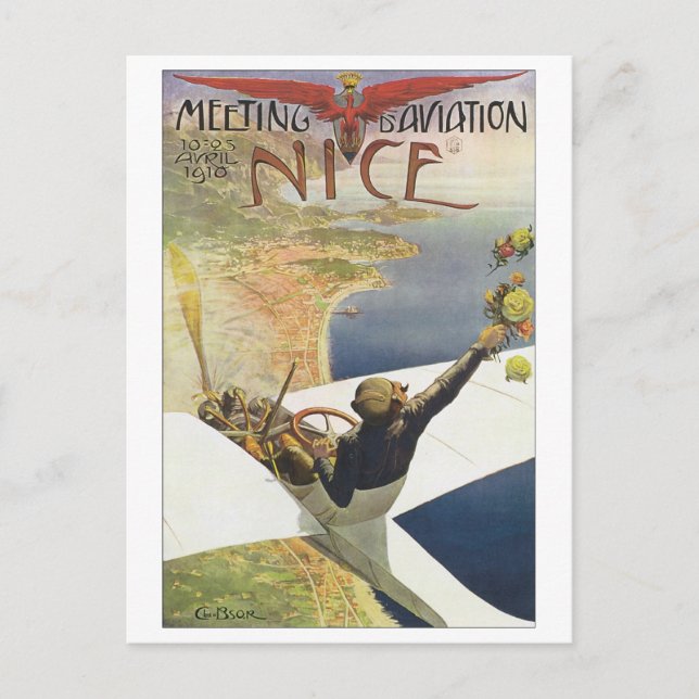 Meeting Aviation Nice Travel Poster Postcard (Front)