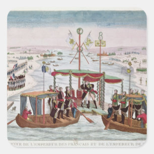Meeting between Napoleon I & Tsar Alexander I Square Sticker