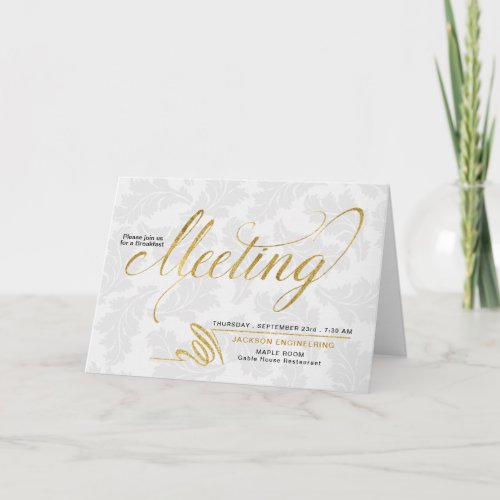 Meeting Business Invitation Faux Gold Leaf Blank