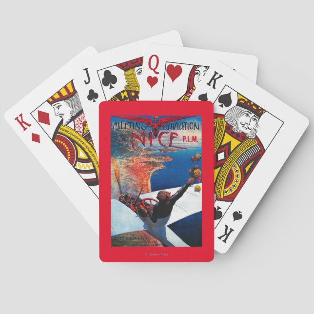 Meeting D' Aviation in Nice, France Poster Poker Cards (Back)