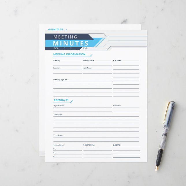 Meeting Minutes Tracker (Front/Back In Situ)