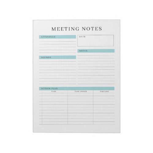 Meeting Notes Memo Planner Notepad