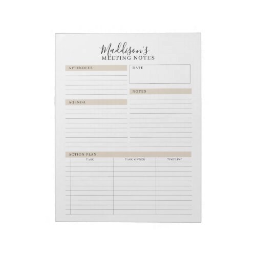 Meeting Notes Memo Planner Notepad