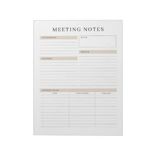Meeting Notes Memo Planner Notepad