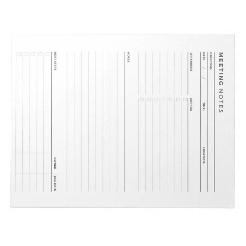 Meeting Notes Notepad Notepad for work