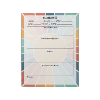 Meeting Notes Notepad- Sun