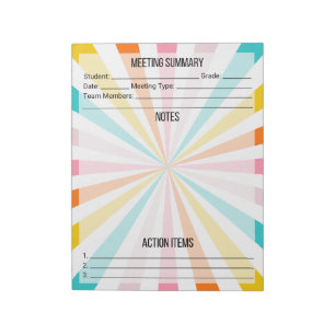 Meeting Notes/Summary Notepad- Bright Notepad