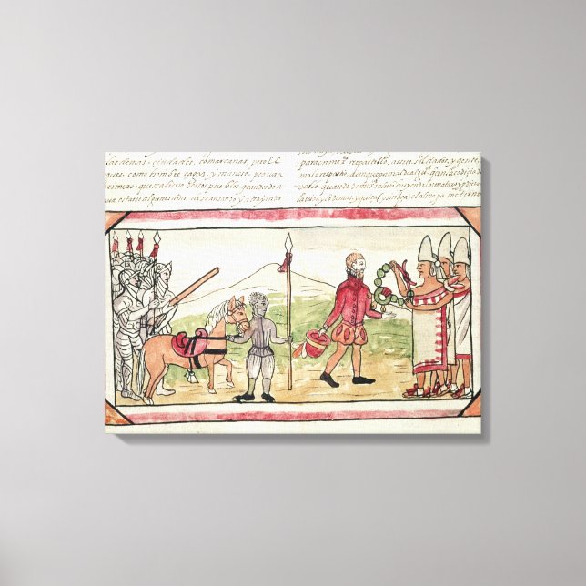 Meeting of Hernando Cortes  and Montezuma Canvas Print (Front)