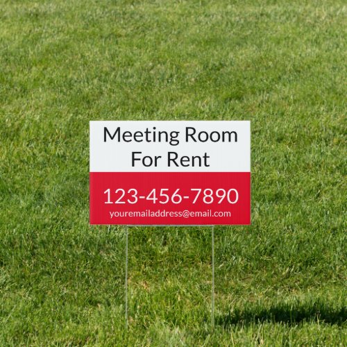 Meeting Room For Rent Red Black and White Template Sign