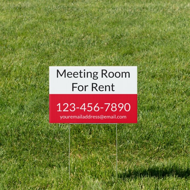 Meeting Room For Rent Red Black and White Template Sign (Insitu)