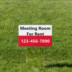 Meeting Room For Rent Red Black White Phone Number Sign