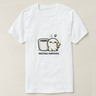 Meeting Survivor - Cute Tired Character Office Hum T-Shirt