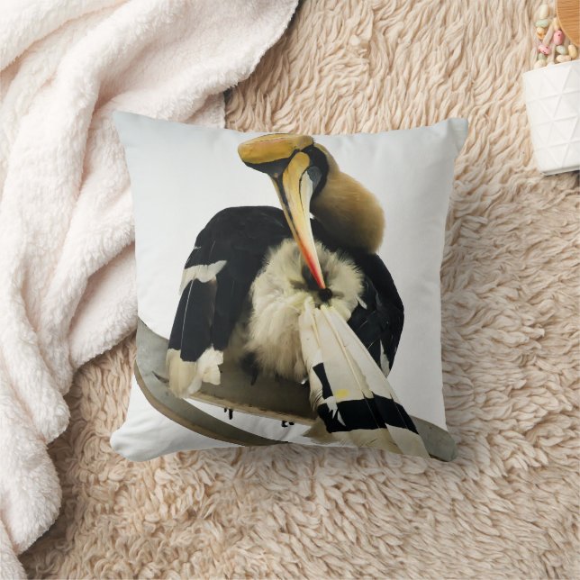 Meeting with the Great Hornbill:Icon of Phnom Penh Throw Pillow (Blanket)