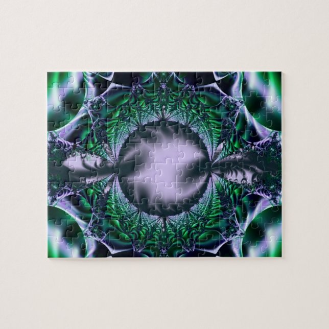 Meg | Green and Blue Fractal Art Jigsaw Puzzle (Horizontal)