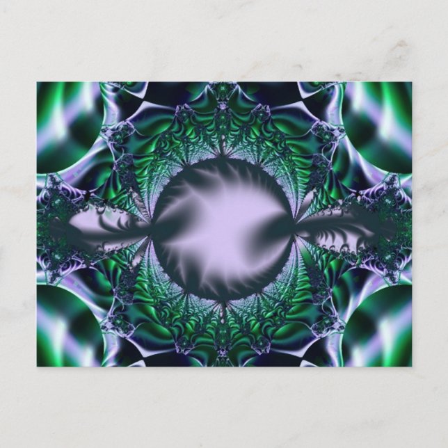 Meg | Green and Blue Fractal Art Postcard (Front)