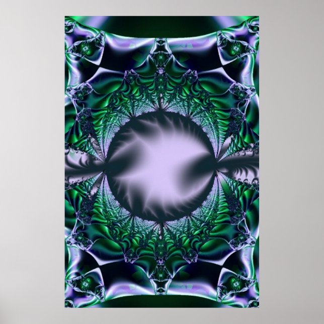 Meg | Green and Blue Fractal Art Poster (Front)