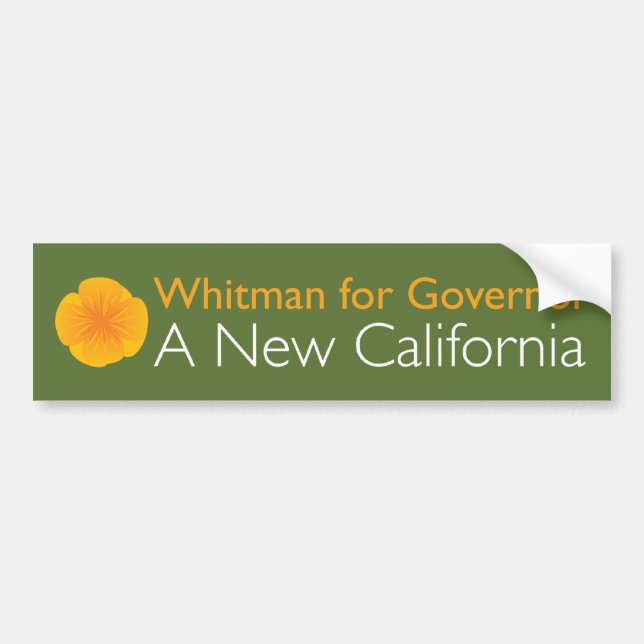 Meg Whitman For Governor Bumper Sticker (Front)