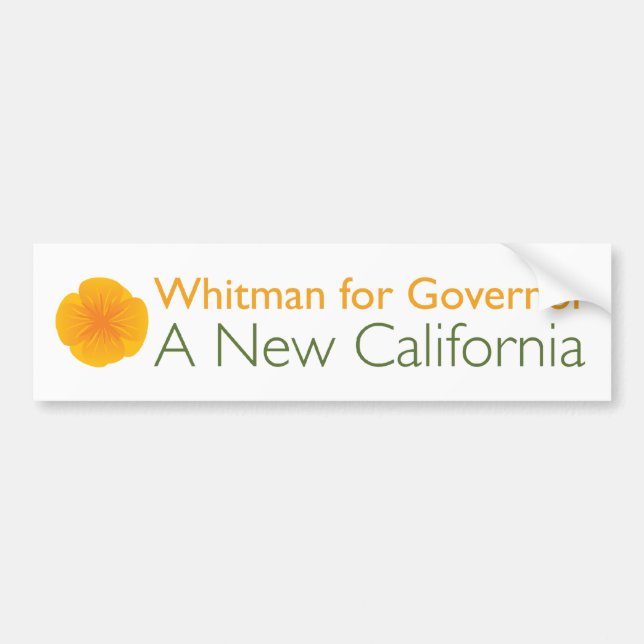 Meg Whitman For Governor Bumper Sticker (Front)