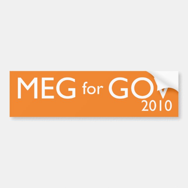Meg Whitman For Governor Bumper Sticker (Front)