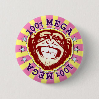 Mega 100% Funny Funky Monkey Badge Button