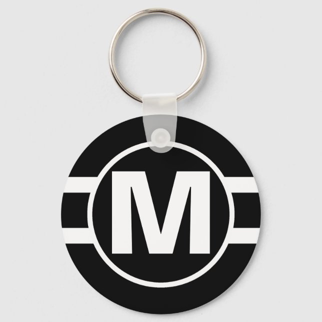 Mega Black Retro Monogrammed Keychain (Front)