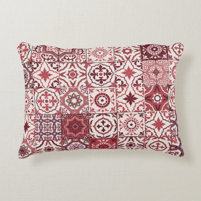 Mega Gorgeous Moroccan Patchwork Pattern Accent Pillow (Front)