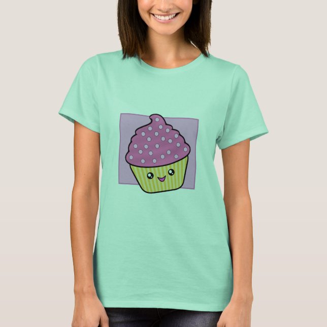 Mega Kawaii Cupcake Ladies Basic T-Shirt (Front)