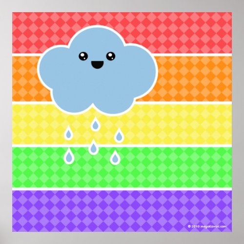 Mega Kawaii Happy Cloud Rainbow Poster