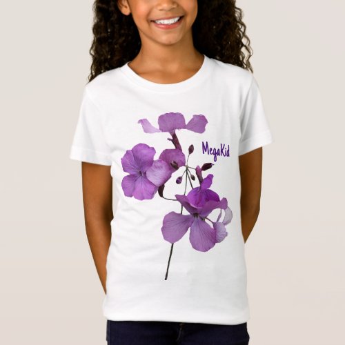 Mega Kid brand girly purple flowers trendy funky T_Shirt