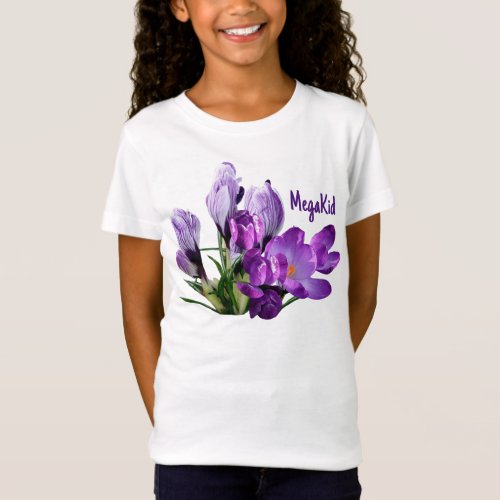 Mega Kid purple flower cute floral boho style girl T_Shirt