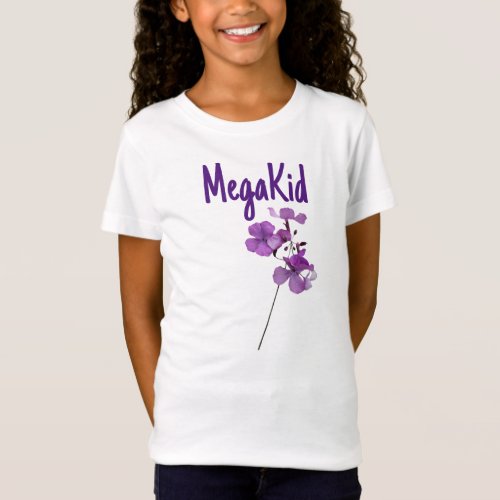 Mega Kid purple flowers cute boho floral girl  T_Shirt