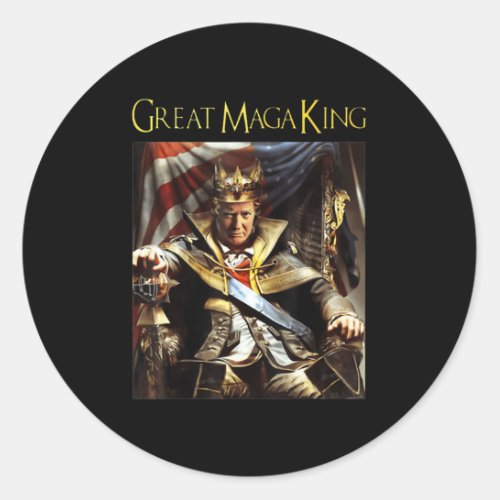 Mega King USA Flag Proud Ultra Maga Trump   Classic Round Sticker
