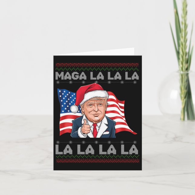Mega La La La Donald Trump Potus 47 Ugly Christmas Card (Front)