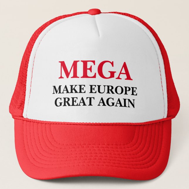 MEGA Make Europe Great Again Red Trucker Hat (Front)