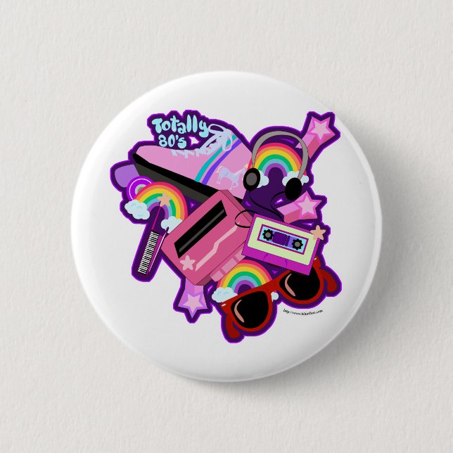 Mega Neon 80s Design Pinback Button (Front)