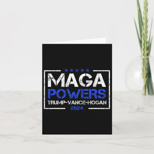 Mega Powers Trump Vance Hogan 2024 Patriotic Funny Card (Front)