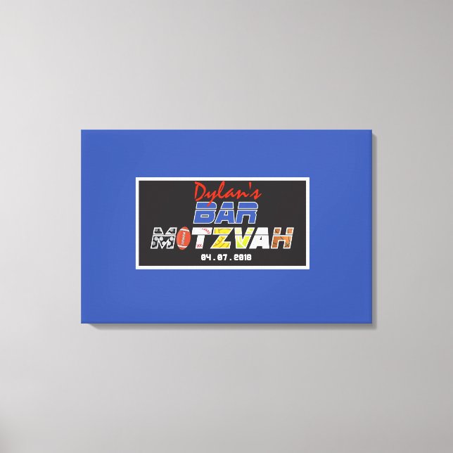 MEGA SPORTS Bar Bat Mitzvah Invitation Canvas Print (Front)
