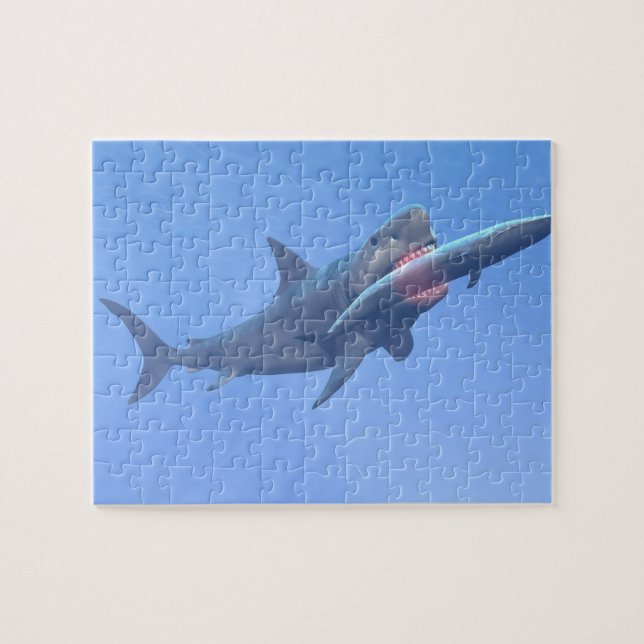 Megalodon eating a whale jigsaw puzzle (Horizontal)