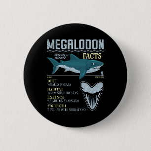 Megalodon Facts Meg Prehistoric Shark Tooth Fossil Button
