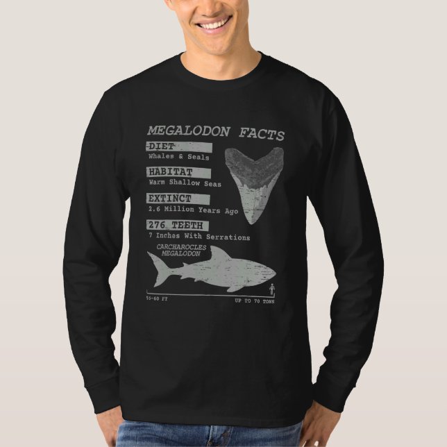 Megalodon Facts Teeth Meg Wildlife Sharks Deep Sea T-Shirt (Front)