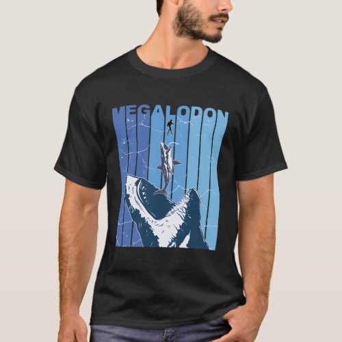 Megalodon Great White Shark Giant Shark Diver T_Shirt