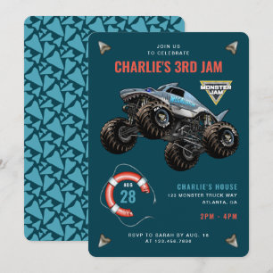 Megalodon Monster Jam Shark Birthday Bash Invitation