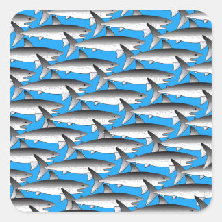 Megalodon Pattern in Blue Square Sticker