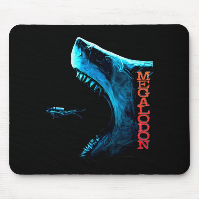 Megalodon Primeval Shark Dorsal Fin Teeth Ocean Pr Mouse Pad (Front)